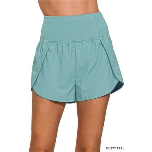 Zenana High Waisted Zippered Back Pocket Running Shorts - Picture 1 of 3